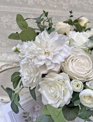 Elegant White Bridal Cascading Bouquet for Boho Rustic Weddings & Anniversaries