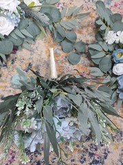 Dusty Blue Wedding Bouquet for Bride Blue and White 2 Pc Arch NEW