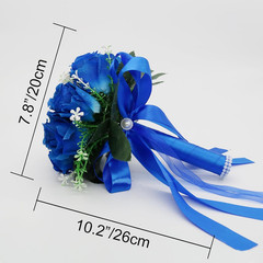 Small Bridal Flower Wedding Bouquets for Bride Bridesmaid Blue Toss Rose