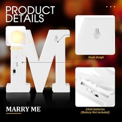 Roowest Marry Me Letters Light Proposal Decorations Set Includes 6.3″, Yellow