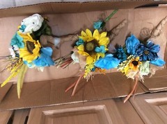 Wedding flowers bridal bouquets decoration sunflowers lavender teals