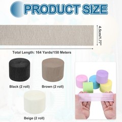 Crepe Paper Streamers 6 Rolls 492ft (Brown/Beige/Black)