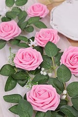 Artificial Flower Rose, 30pcs Real Touch Artificial Roses for DIY Pink