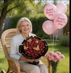 Ramo de Rosas Eternas con Brillantina 36 Pcs
