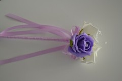Wedding bouquet posy flowers in LILAC. Flower girl wand, grooms buttonhole