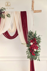 Deluxe Wedding Arch Flowers Kit with 3 Sheer Drapes – 5Pcs Silk Arrangements