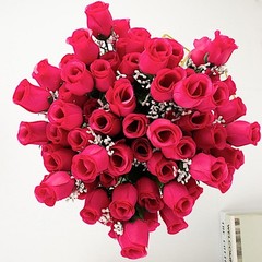 84 Fuchsia SILK ROSE BUDS Wedding Party Flowers Bouquets Decorations
