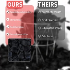 1000 Realistic Black Artificial Rose Petals for Romantic Weddings and Events