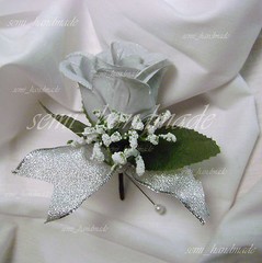 Silver~Rose Bud~Open Rose Pin Boutonniere~Pin corsage~Wrist corsage~Wedding~Prom