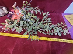 27 Inch Long Purple, Peach And White Cascading Bridal Bouquet
