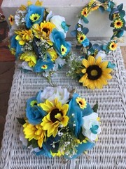 Sunflower wedding flowers pkg bridal bouquet decorations 18 Bouquets turquoise