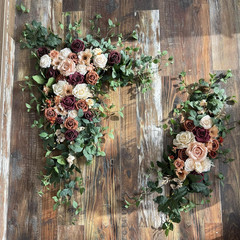 Deluxe Wedding Arch Flowers & Drapes Kit – 5 Pcs Sunset Terracotta & Burgundy