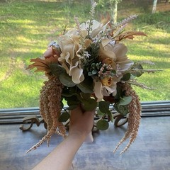 Bridal Wedding Bouquet Lovely Budget Handmade Faux Floral Champagne Yellow Pink