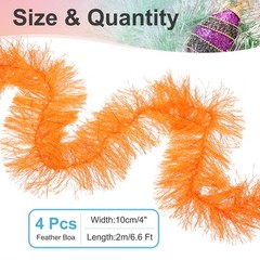 6.6Ft Feather Boa, 4 Pcs Artificial Fluffy Feather Boas, Orange Yellow