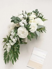 Ling’s Moment White Bridal Bouquet Cascading Ivory Wedding Bouquets NEW