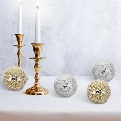 Mosaic Decorative Balls 4 Pcs Decorative Balls 2.4 2 Pcs Gold and 2 Pcs Silver