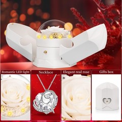 Preserved Real White Rose with Necklace Forever Flowers Valentines