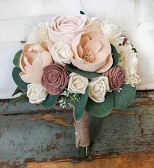 Blush Peach Pink Bridal Bouquet Artificial Sola Wood Wedding Flowers Bridesmaid