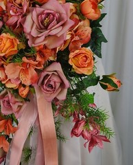 Orchid Rose Garden Faux Silk Cascade Wedding Bouquet