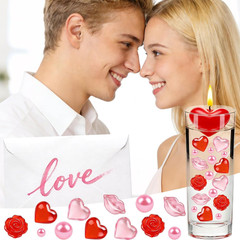 120 Pcs Valentine Vase Filler Decor Acrylic Red Pink Heart Pearls Rose Lip Ornam