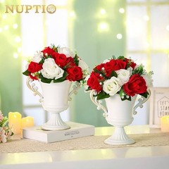 Red & White 13.8” Diameter Pcs of 6 Fake Flower Ball Arrangement