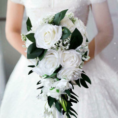 Wedding Bride Bouquet Hand Tied Flower Decor Holiday Supply Realistic Bouquet