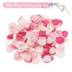 300pcs Artificial Rose Petals Fake Silk Flower Petals, White/Light Pink/Pink