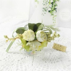 Buttonhole Rose Brooch Bride Wedding Wrist Corsage Bracelet Marriage Accessories