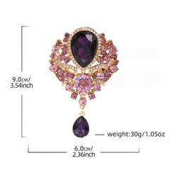 1Pcs Wedding Bridal Bouquet Clear Crystal Rhinestone Teardrop Dangle Brooch Pin