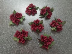 7 Vintage Burgundy Roses Candle Rings, Excellent Pre-owned