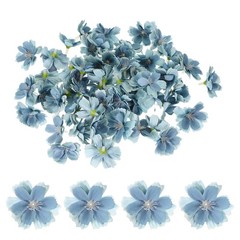 100Pcs Fake Silk Flower Heads, Artificial Cherry Blossom Wedding, Blue
