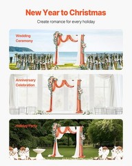 Orange Floral Arch Kit: 2pcs Silk Flowers + 3pcs 33ft Sheer Drapes