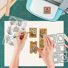 GLOBLELAND Flowers Stamps Clear Stamp and Cutting Dies Set for Card Making Tulip