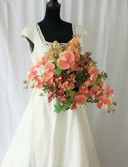 Peach Orchid Garden Flower Faux Wedding Bouquet