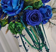 Peacock Blue Beautiful Faux Silk Wedding Bouquet