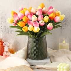 pcs Artificial Tulip Flowers Fake PU Tulips Faux Latex 1 Head 64 Multi Color