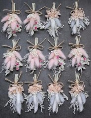 Mini Dried Flower Bouquet Set of 12, Small Bouquets, Bohemian Wedding Pink