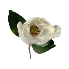 White Artificial Magnolia Stem, Real Touch Silk Floral for Wedding, Home Decor