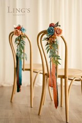 Ling’s moment 8pcs Wedding Artificial Aisle Pew Flowers Chair Decorations