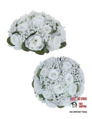 Flower Balls for Centerpieces: Pcs Rose Babys Breath Artificial 2 White