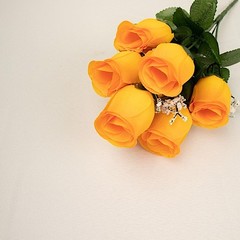 84 Orange SILK ROSE BUDS Wedding Party Flowers Bouquets Decorations on SALE