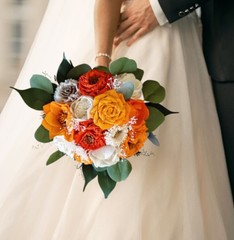 Bright Orange White Bridal Bouquet Sola Wood Bridesmaid Wedding Decor Flowers
