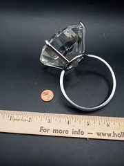 Huge Diamond Ring Paperweight Marriage Proposal Announcement Desk Crystal Gag