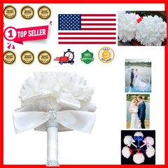 Dreamy White Wedding Bouquet with Soft Ribbons – Ideal for Bridal Parties 7.1″