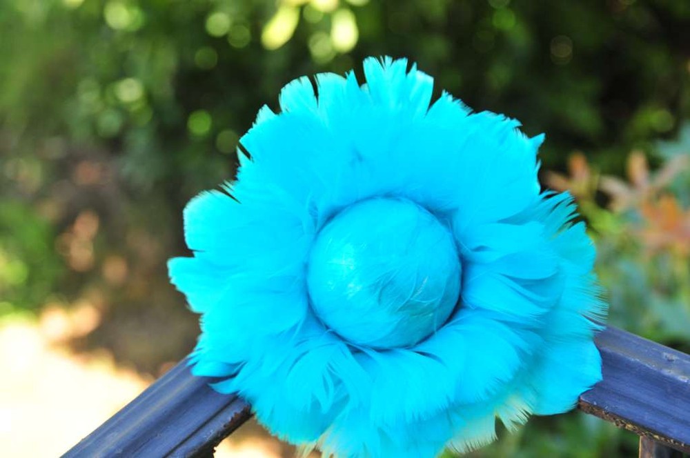 Sale! Turquoise 6 inch Rose Ball/Ornaments/Feather Flower 6 Pieces