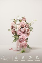 Ling’s Moment Dusty Rose Bridal Bouquet Cascading, 15 Inch Pink Orchids Weddi…