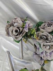 Vintage Style Wedding Set, Purple Wedding Bouquet Package, 5 Pc