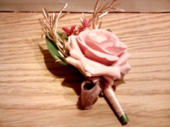 Wedding Prom Mothers Day Rose Flower Wrist Corsage Boutonniere Blush Colored Set