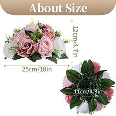 Pink Flores Artificiales para Decoracion Silk 2 Pieces Dusty Pink & White