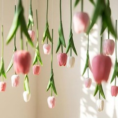 Pack 5 ft Artificial Tulips Hanging Flower Garland Decorations 12 Multi Color